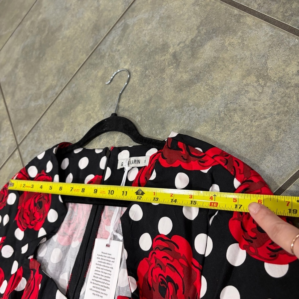 NWT Grace Karin Rose Polka Dot Rockabilly Pinup Retro Party Bodycon Dress 3XL - Picture 9 of 11